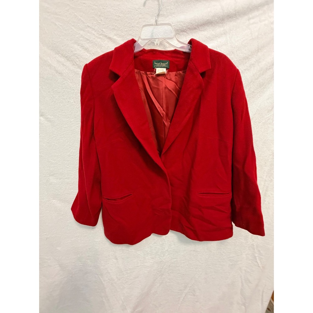 Harve Benard Red Wool Blend Blazer Jacket Plus Size 22W Single Breasted Lined